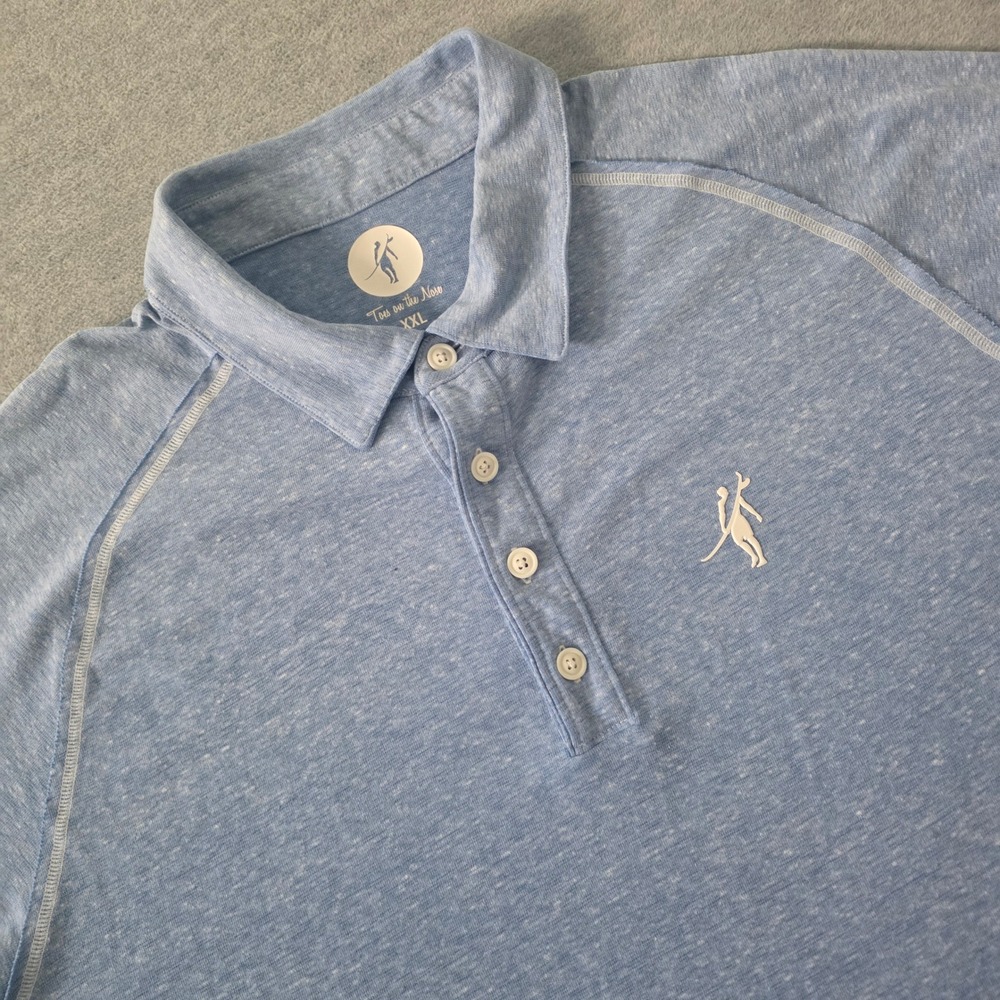 Toes on the Nose Mens XXL Light Blue Heathered Raglan Short Sleeve Polo Shirt